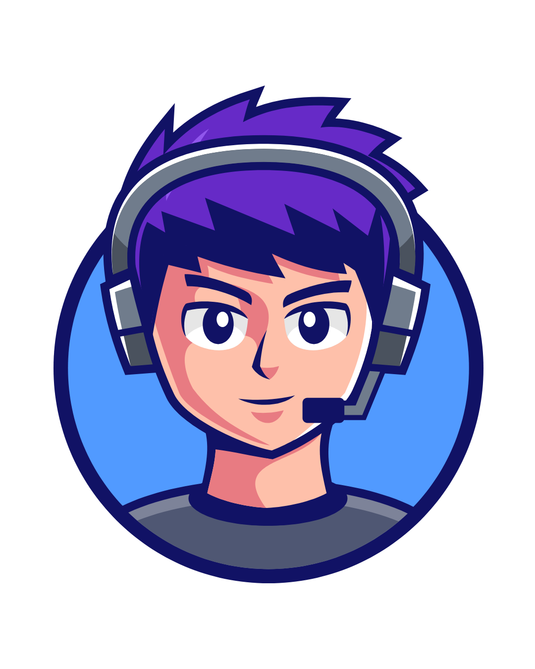Ilustração de um jogador de headset, representando o grupo Gamers Tribou da comunidade Tribou.